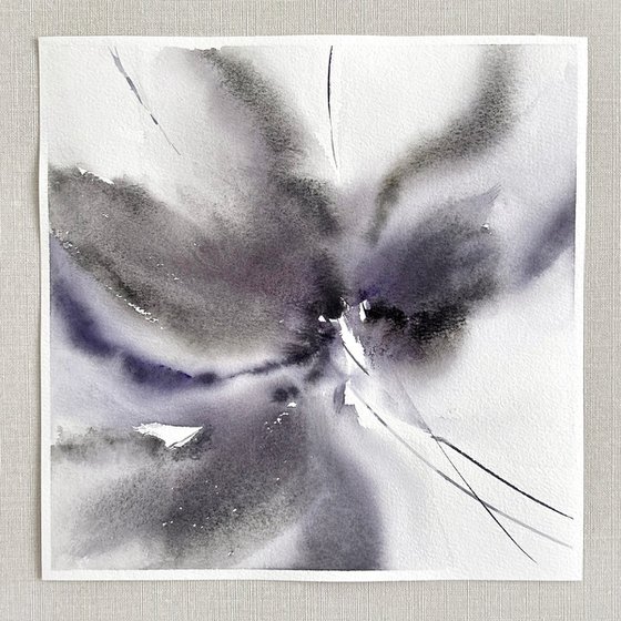 Abstract gray flowers set of 2