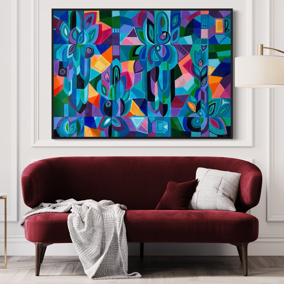 Abstract Painting By Samantha Malone, 51 X 37", Midnight Escape, Original Artwork