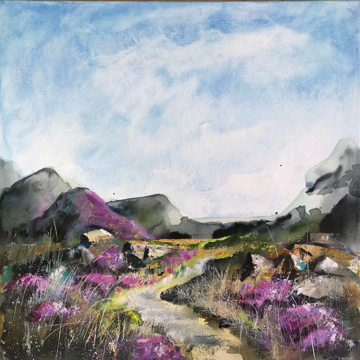 Heather Moors #02 - a Moorland landscape, 50 x 50cm by Luci Power