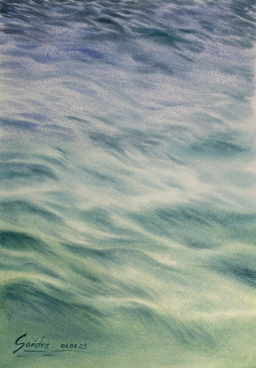 Impressionistic Watercolour , Rhythms Of The Sea Waves By Oleksandra Padushyna, 12 X 16, Artwork For Sale On Artfinder