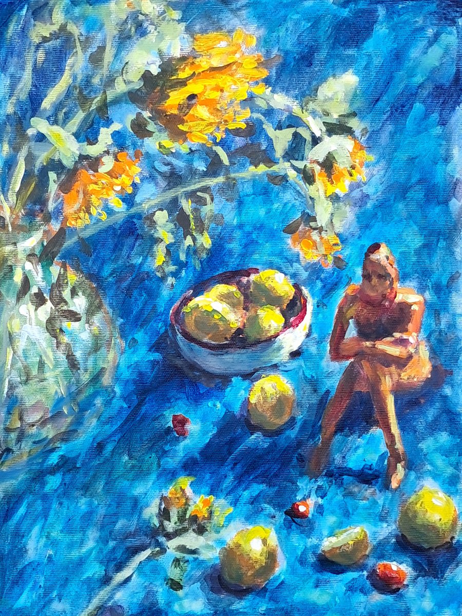  Next To Flowers And Fruits By Dimitris Voyiazoglou, 16 X 20, Artwork For Sale On Artfinder