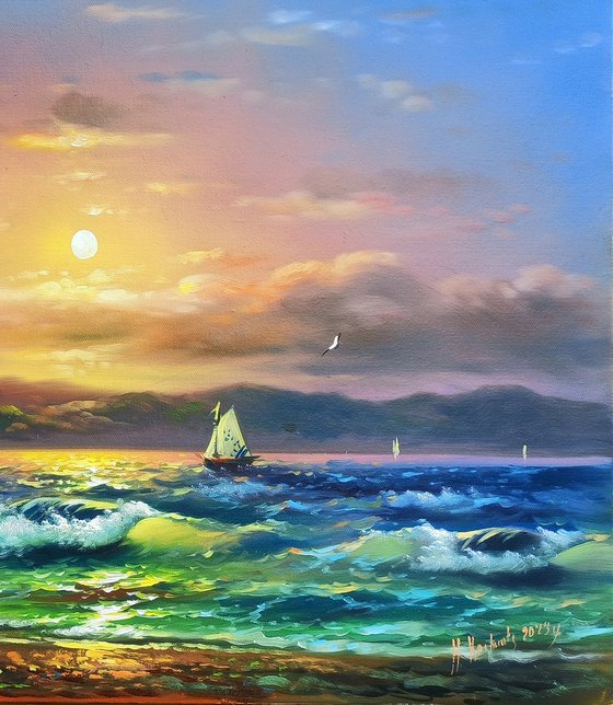 Lake Sevan (60x90cm, oil painting)