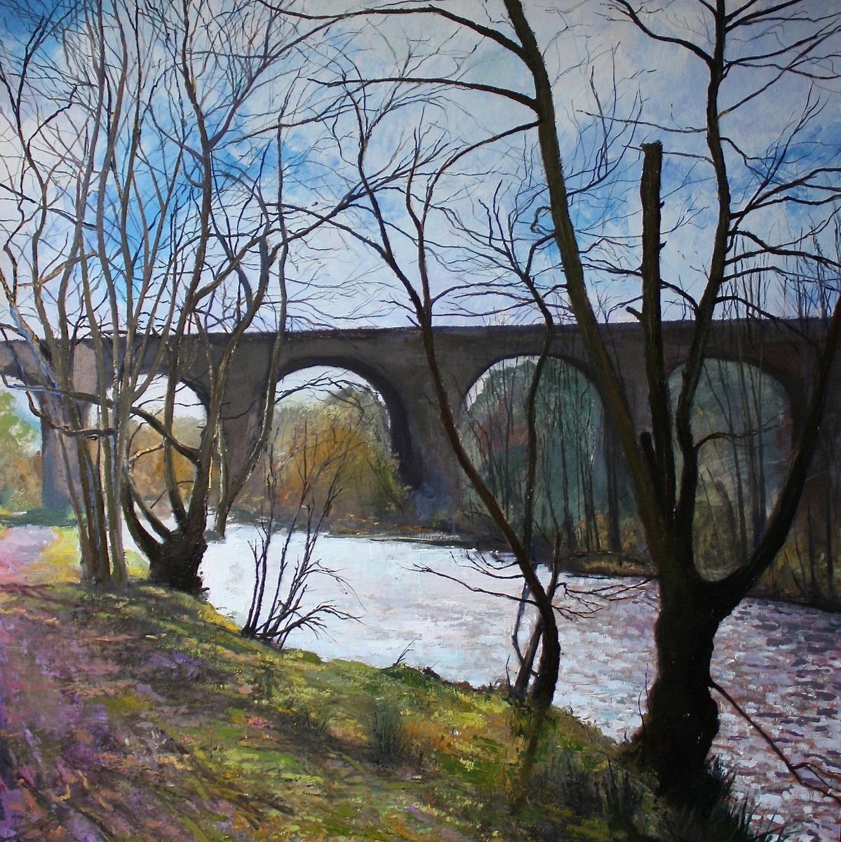’River Goyt at New Mills’ River, Oil Painting. by Simon Jones