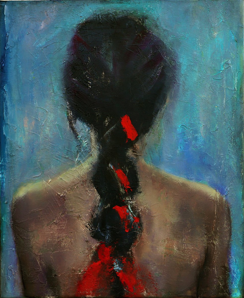 Woman portrait painting back by Anna Lubchik