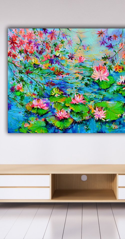 Japanese Maple - Water Lilies by Soos Roxana Gabriela