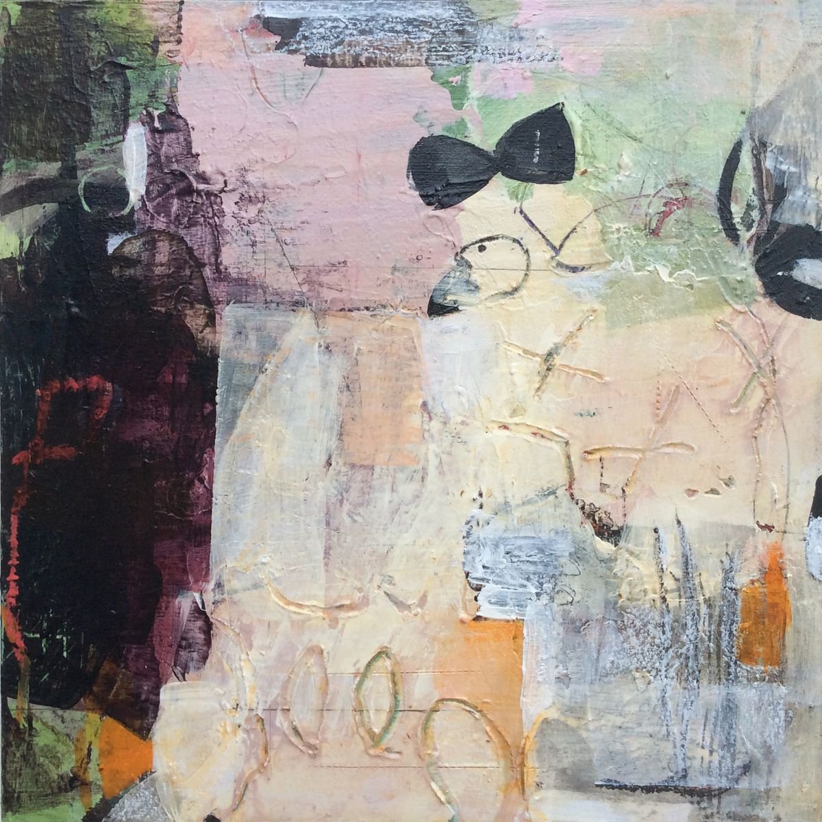 Abstract Acrylic Painting By Linda Coppens, 12 X 12", The Feeling Of Peace, Original Artwork