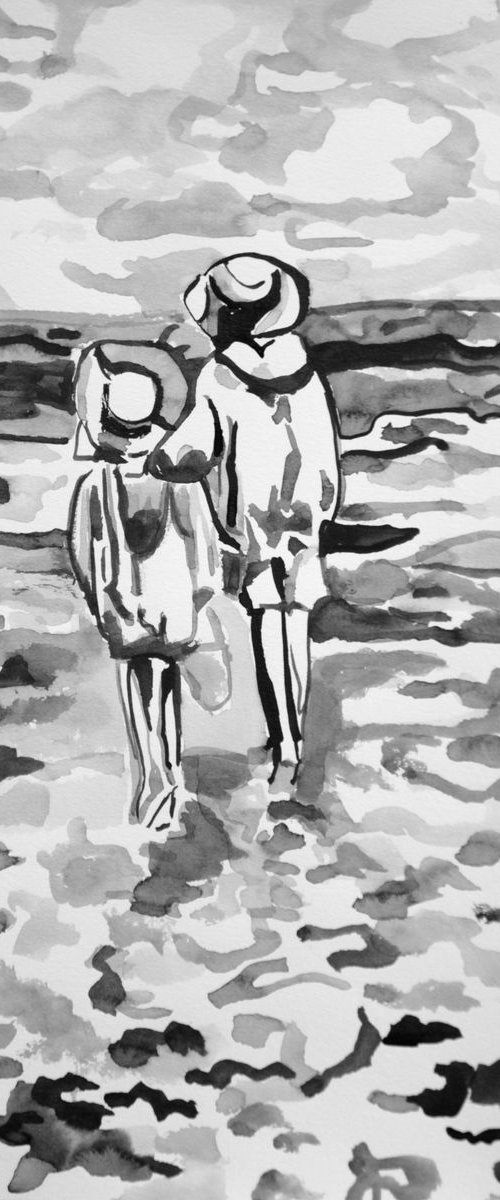 Kids at the beach / 21 x 29.7 cm by Alexandra Djokic