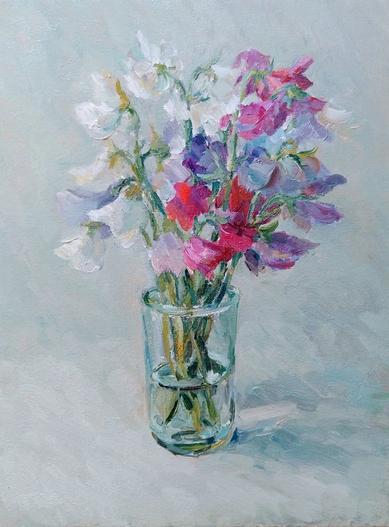 Sweet pea 30 x 40 cm. Original oil painting 2021