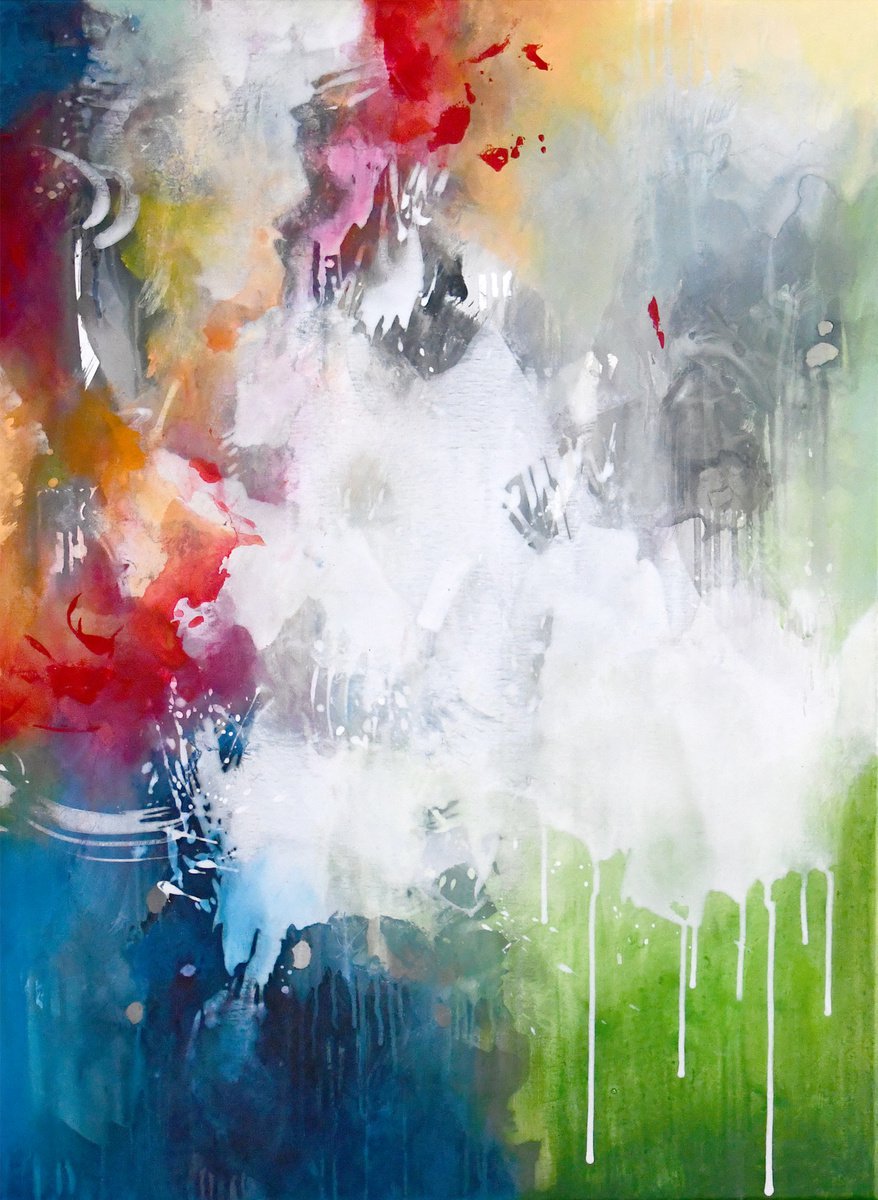 Organic Abstract Acrylic Painting By Kirsten Handelmann, 28 X 39", Picture Palace, Original Artwork
