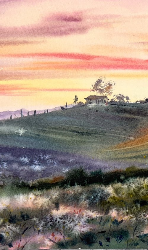 The charm of sunset Tuscany Italy by Eugenia Gorbacheva