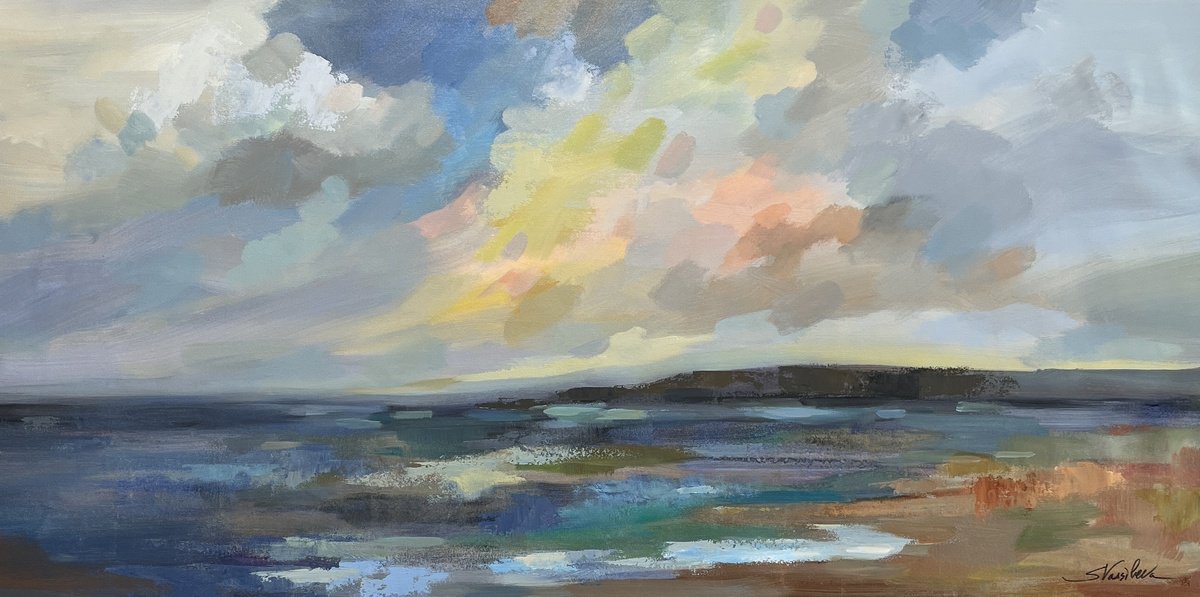  Ocean Beach Sunset By Silvia Vassileva, 48 X 24, Artwork For Sale On Artfinder