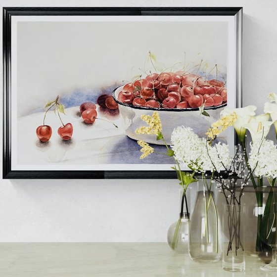 Still life with cherries