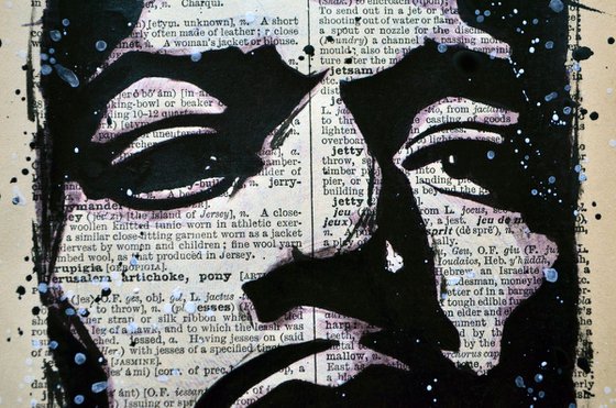 Jimi Hendrix - Collage Art on English Dictionary Vintage Page