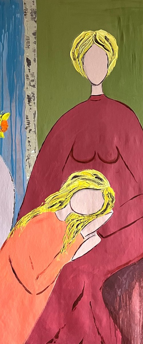 Mother Daughter Original Painting by Halyna Kirichenko