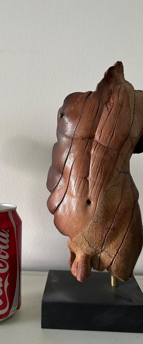 Male nude sculpture male torso ceramic figurine by Emmanouil Nanouris