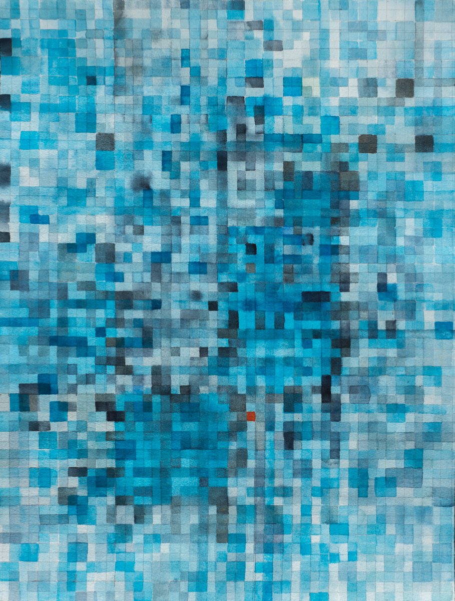 Geometric Abstract Watercolour By Anna Jannack, 1 X 1, Pool Iii, Original Artwork