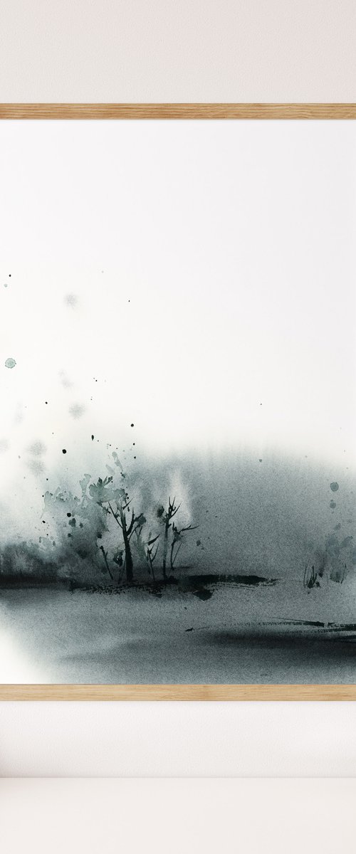 Landscape - Abstract Nature in Greenish Grey by Sophie Rodionov