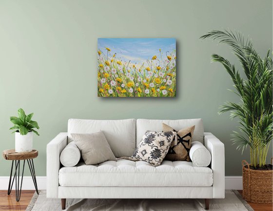 Dandelions - Spring Flower Field Painting