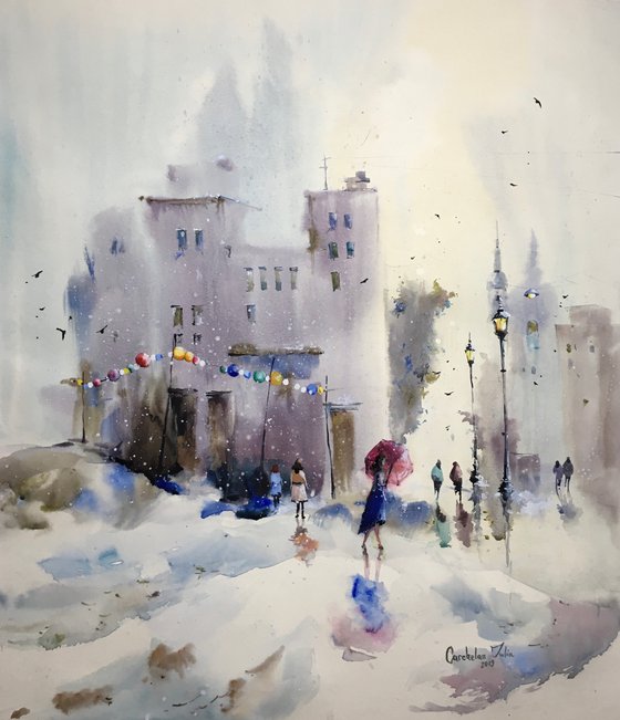 Watercolor “Christmas is coming” perfect gift