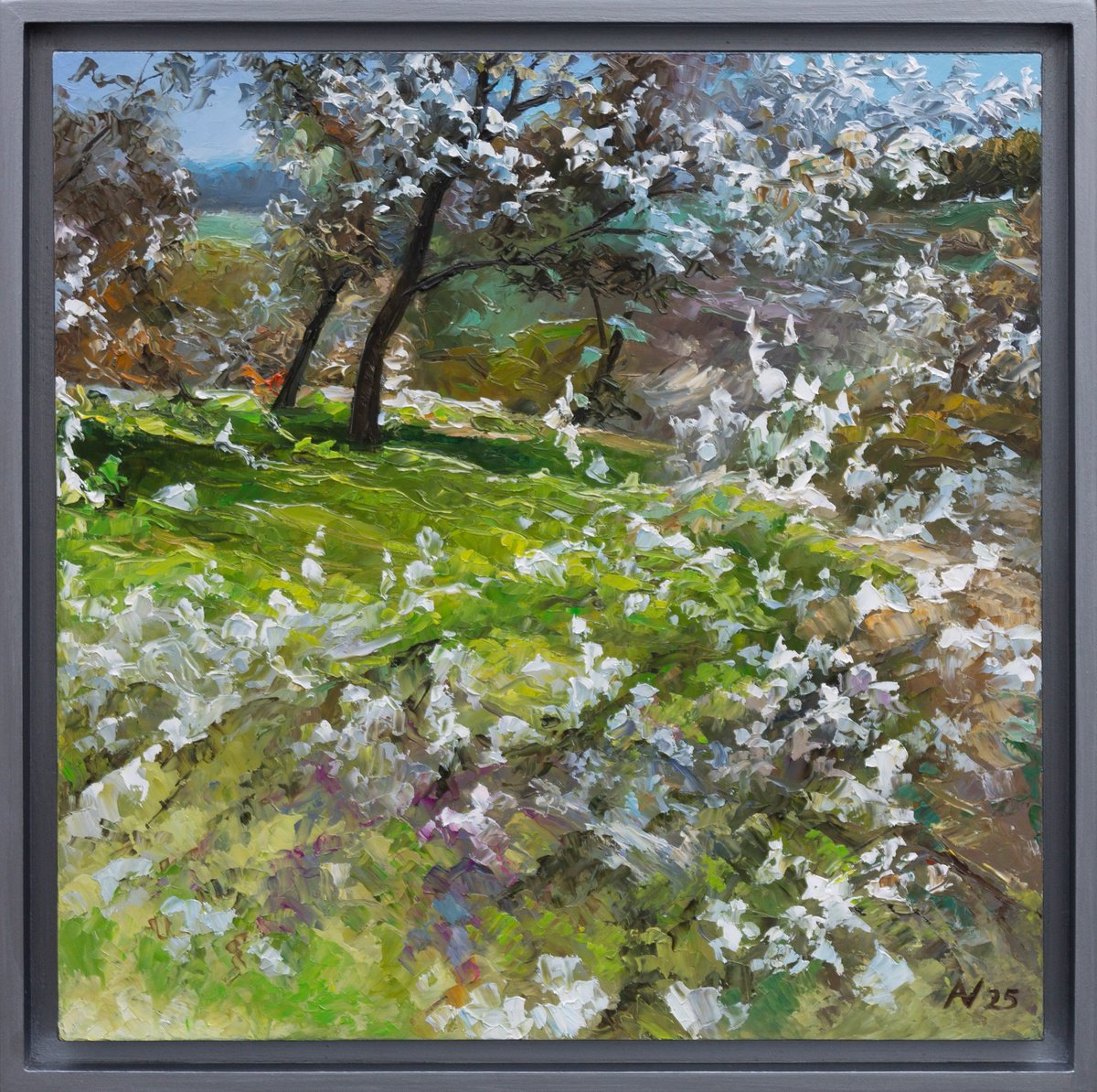 Impressionistic Landscape Oil Painting By Oleksii Vylusk, 17 X 17", Spring, Original Artwork