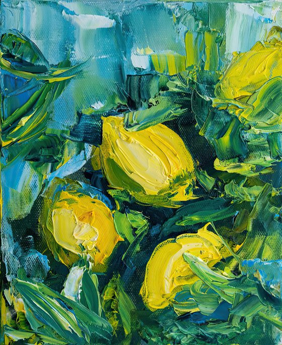 Abstract Lemon Impasto Art