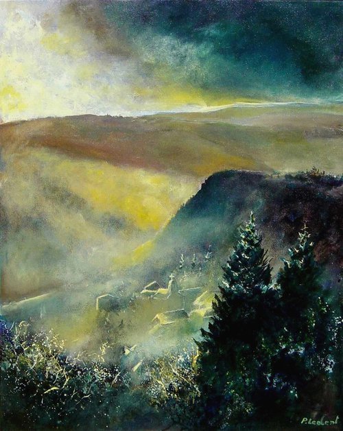 Misty panorama in a Belgian valley by Pol Henry Ledent