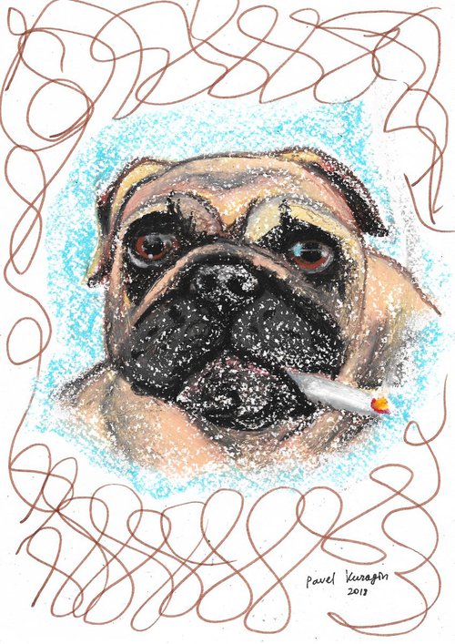 Pug with cigarette by Pavel Kuragin