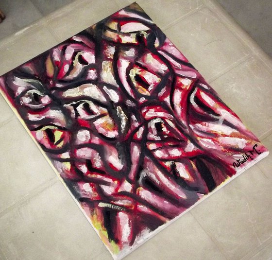 SURPRISED FACES - Illusionistic figures - Face combination - 23.5 x 30 cm