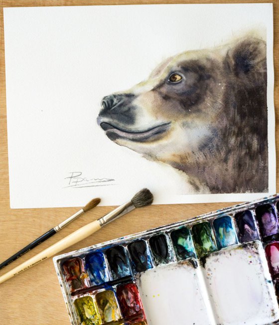 Bear Portrait - Original Watercolor Painting