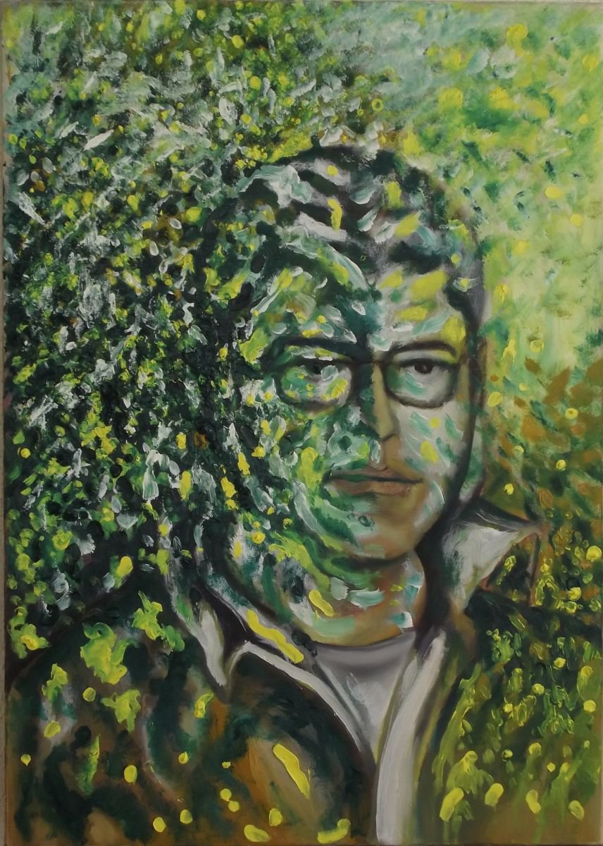 FOLIAR SELF PORTRAIT- Illusionary figure - Extracting shapes and forms from lebanese natur... by Wadih Maalouf