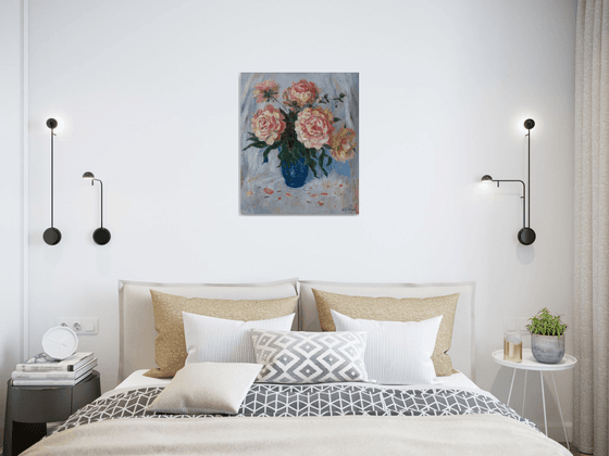 Peonies in The Blue Vase