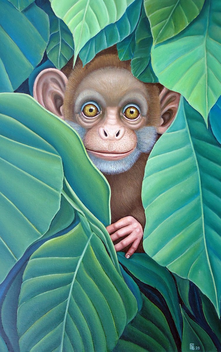 Photorealistic Animal Oil Painting By Grigor Velev, 18 X 28, Peculiar Look Ii, Original Artwork