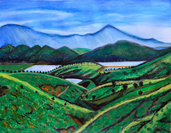 Landscape with Tea estate valley river mountians