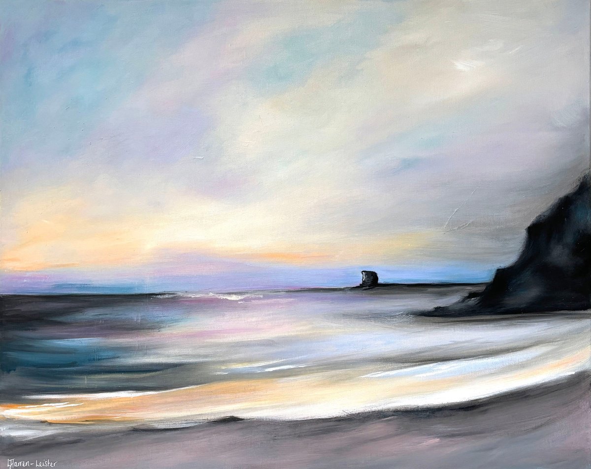Expressive Landscape Acrylic Painting By Lyndsay Tarren-Leister, 30 X 24", Black Nab, Whitby, N. Yorks, Original Artwork