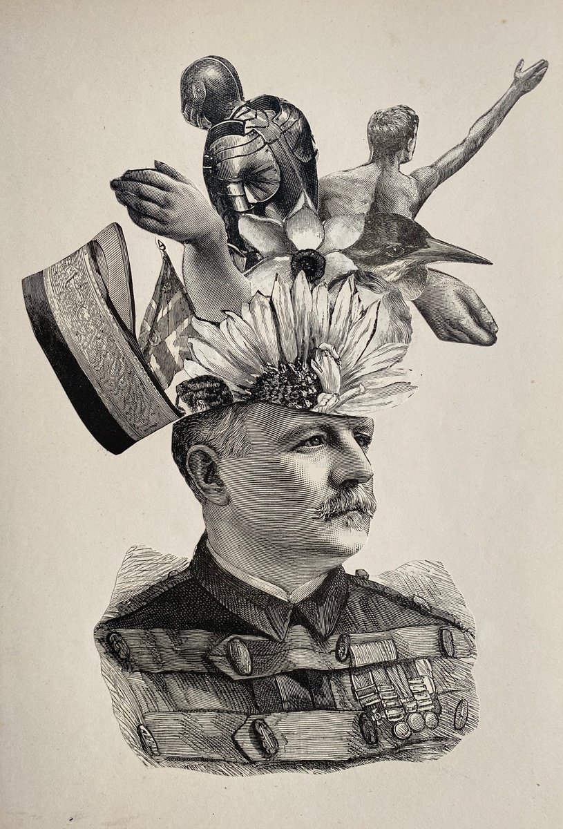 Surrealistic Portrait Collage By Tudor Evans, 6 X 9", Memory Of The Past, Original Artwork