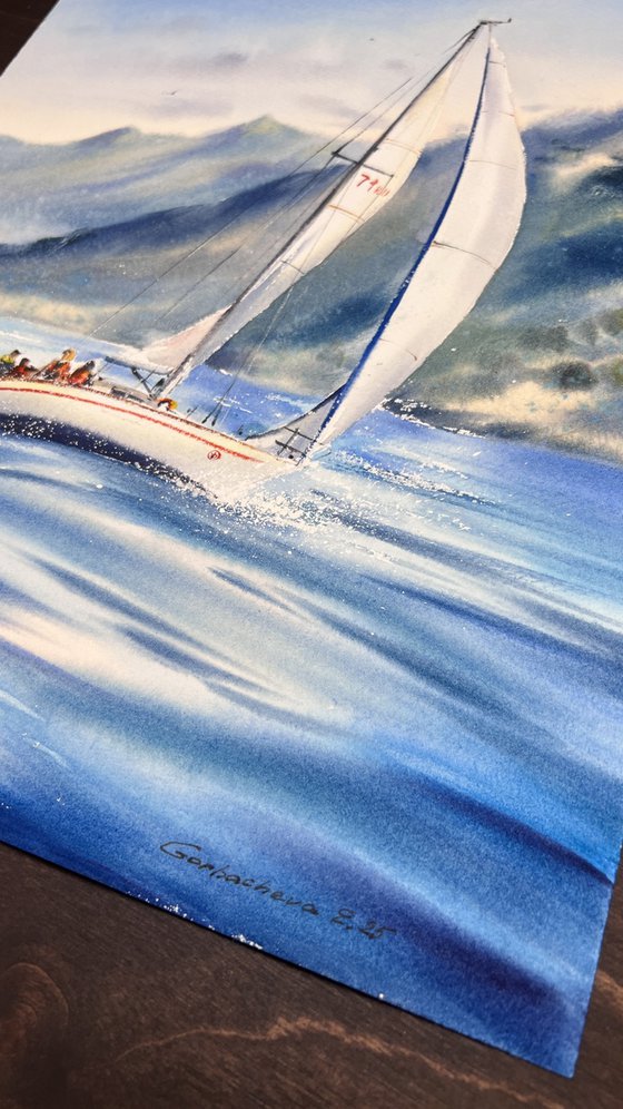 Yacht on the waves #4