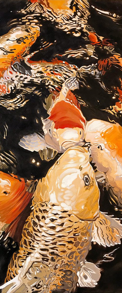 GOLDEN KOI FEEDING by Alex Nizovsky