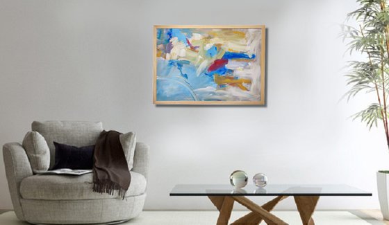 framed paintings for living room/extra large painting/abstract Wall Art/original painting/painting on canvas 100x70-title-c753