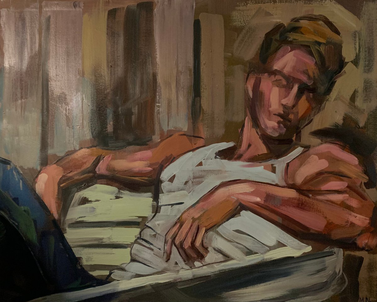 Man lying down painting by Emmanouil Nanouris