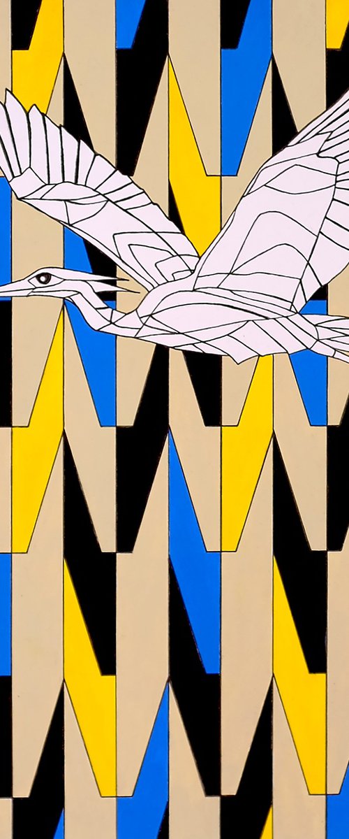 Intervals 2, Grey Heron by Lili A Phelouzat