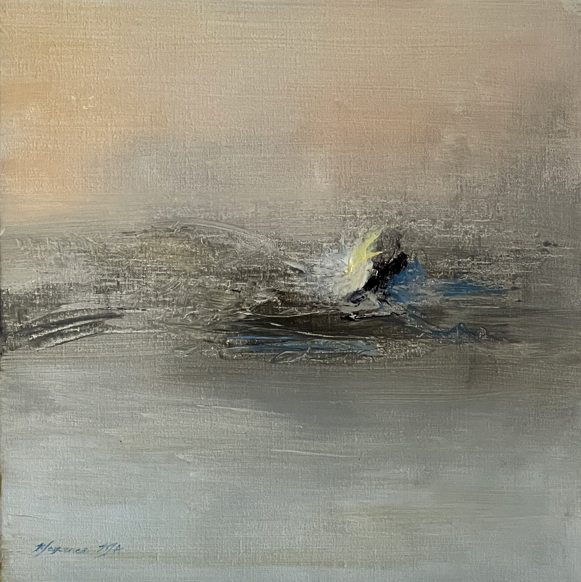 Abstract Oil Painting By Maxence Ma, 15 X 15", Brume Victoria, Original Artwork