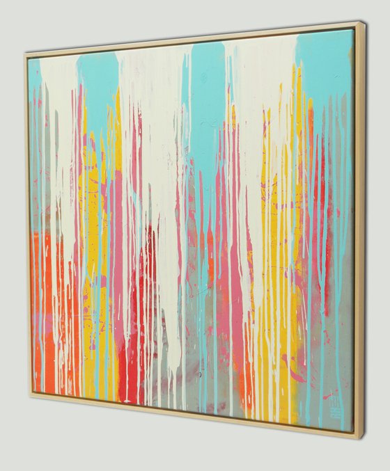 Tip Top Drips - iIncl. Wooden Frame - 95 x 95 cm - Ronald Hunter 4M