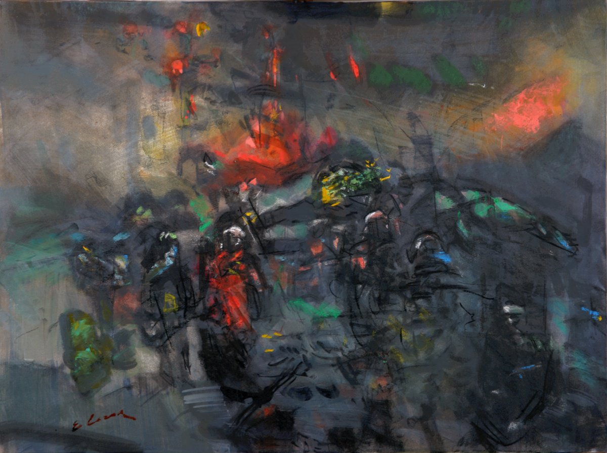 Graphic Charcoal Drawing , Night Attack By Eugene Segal, 30 X 22, Artwork For Sale On Artfinder