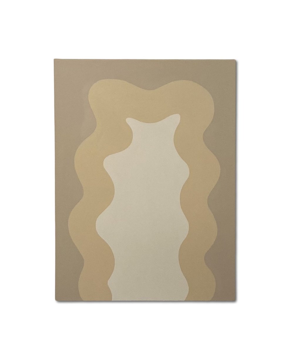 Organic Abstract Acrylic Painting By Shadia Sabagh, 18 X 24", White, Original Artwork