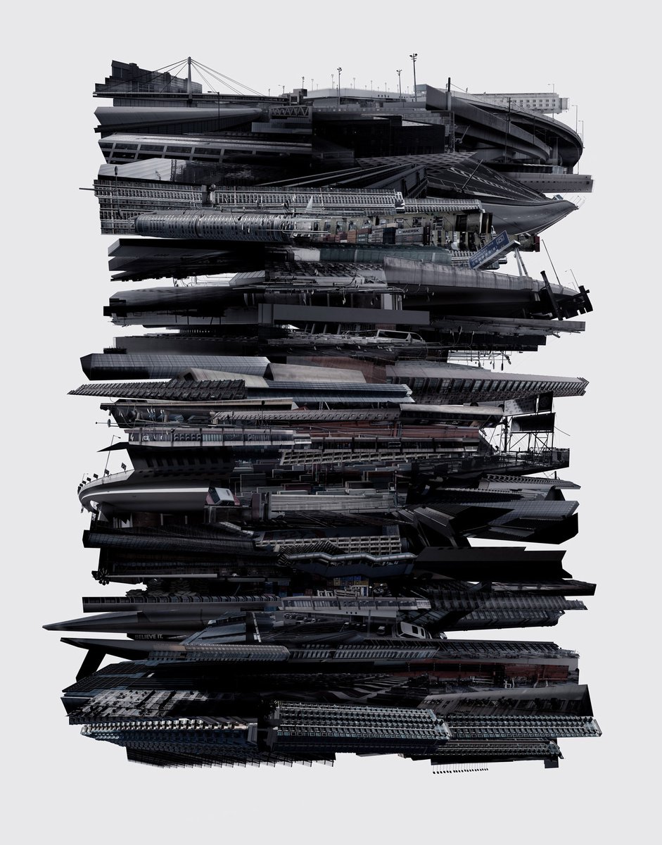 Urban And Pop Cityscapes Giclee Print By Robert Houzar, 35 X 45", The Pile, Original Artwork