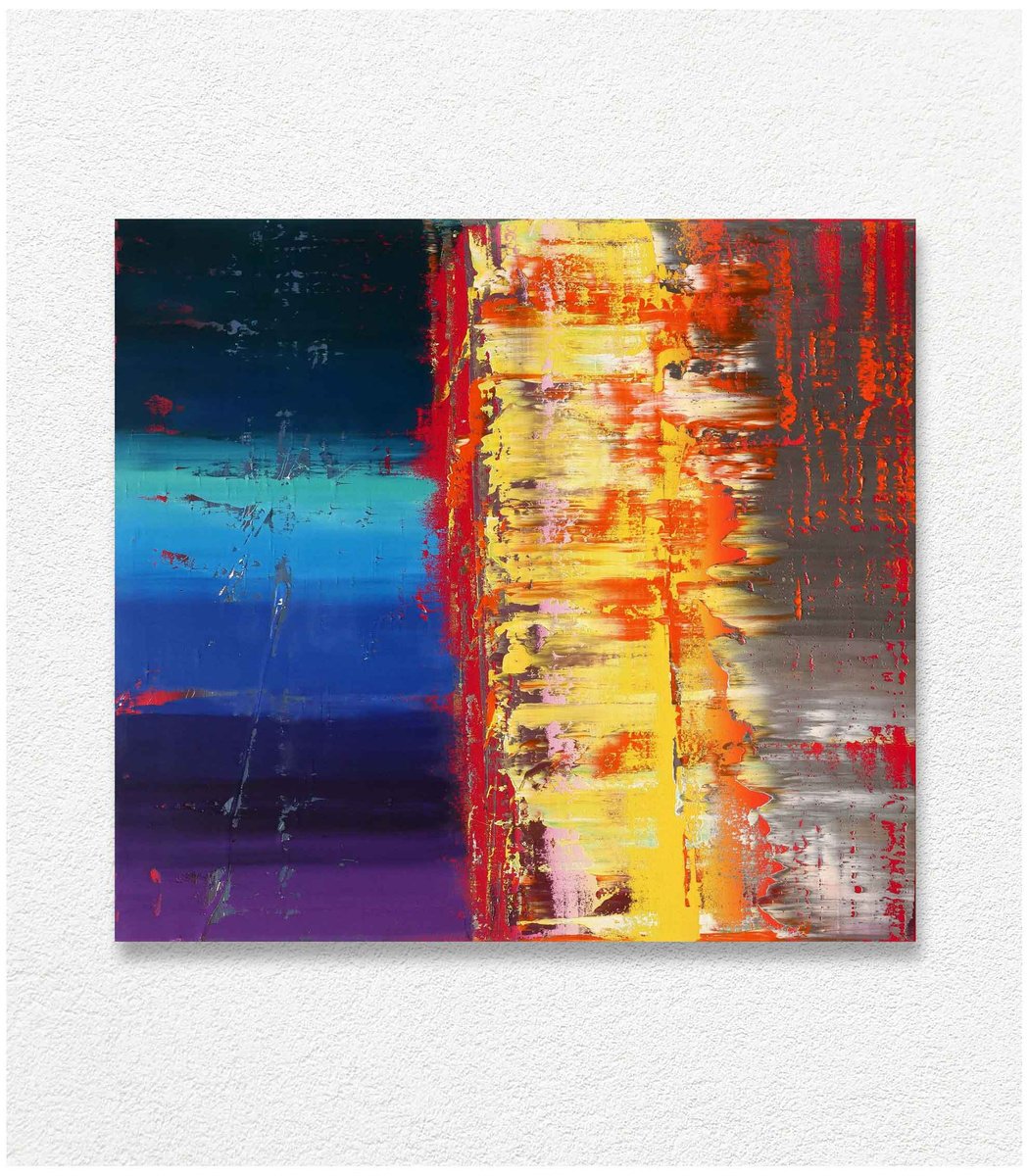 Abstract Oil Painting By Vadim Shamanov, 39 X 35", Event Horizon, Original Artwork