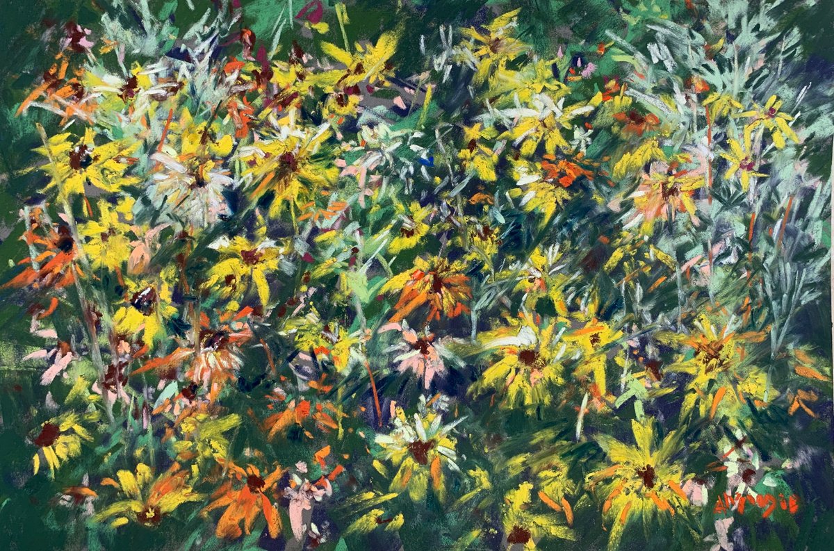 Impressionistic Botanical Pastel Drawing By Andrew Moodie, 12 X 8, Border Chroma, Original Artwork