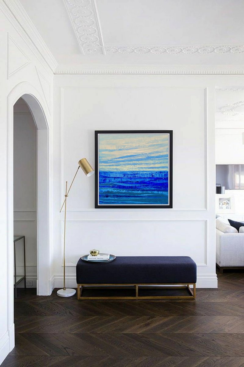 Abstract Oil Painting By Tigran Mamikonyan, 31 X 31", Horizon A4 80i?80Cm, Original Artwork