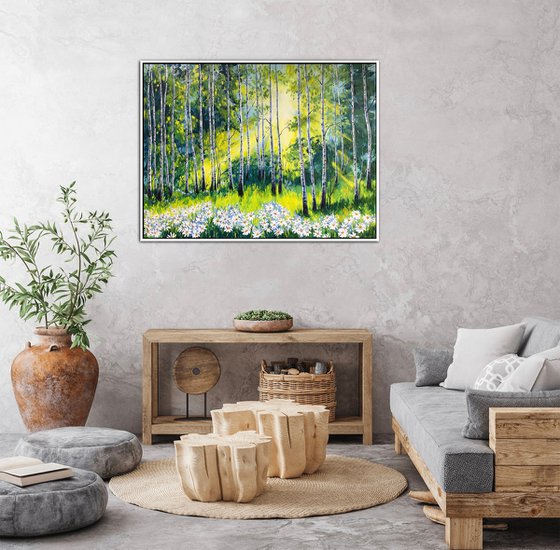 Birch Grove and Daisies