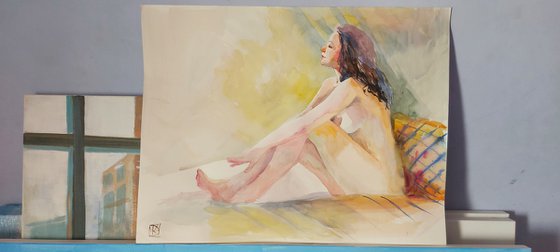 Gentle morning-erotic watercolor